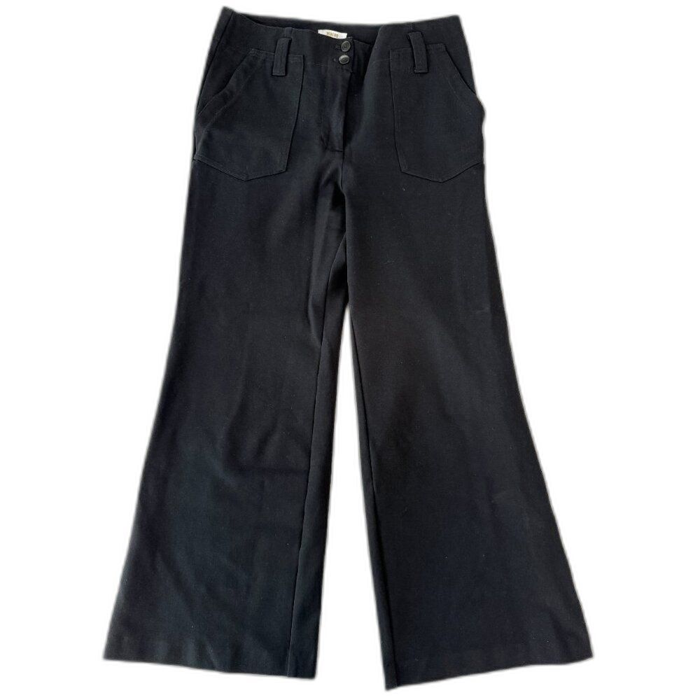 Anthropologie Maeve Naomi Ponte Flare Pants Black Size 12 Tall Long Inseam